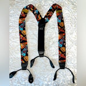 ADDICTION SUSPENDERS Limited Edition Silk Braces Suspenders Baseball 100% Silk